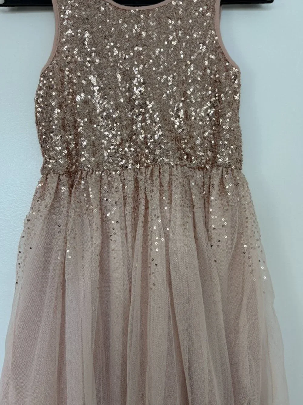 Gap Kids Blush Pink Sequin Tulle Sleeveless Dress Size M 8